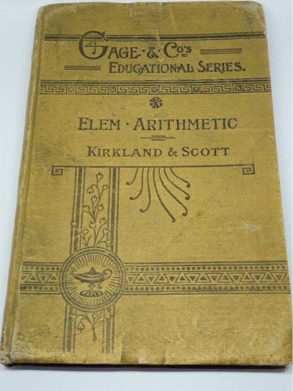 1895 Antique Math Book Elementary Arithmetic Kirkland & Scott Victorian Academia